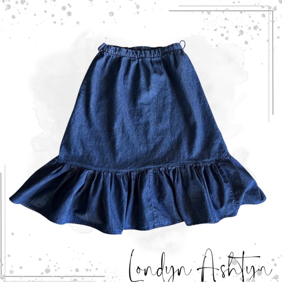 BLUE JEAN SKIRT WITH RUFFLED BOTTOM - Picture 1 of 4